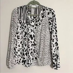CAbi #590 Womens Animal Print Faux Wrap L/S Top XS